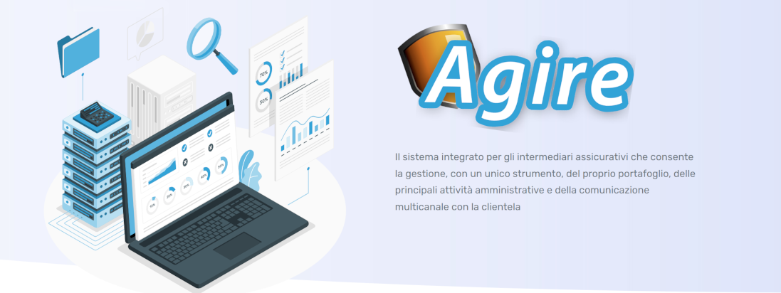 Illustrazione isometrica del software Agire con portatile e dashboard